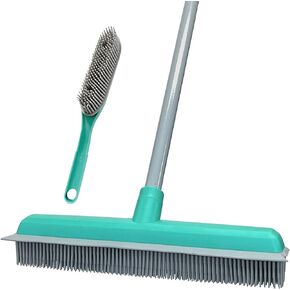 Rubber Broom for Pet Hair Carpet Rake with Squeegee, Portable Detailing Lint Remover Brush, Rubber Broom for Carpet, Hardwood Floor in Saudi Arabia