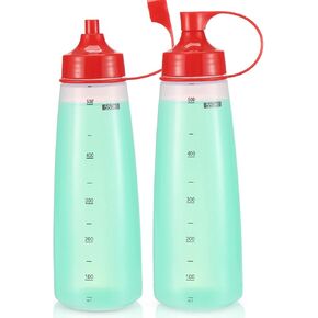 Squeeze Bottles Wide Mouth - Pack of 2 Condiment Bottle Squeeze BPA free for Chunky Sauces, Resin, Crafts, Condiment Squeeze Bottles 550 mL/19 oz. (Orange)