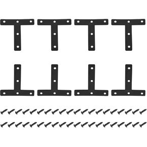 DTGN 3.15"x3.15"(HxW) T Brackets - 10Pack - Good for Furniture Mending Repair - Durable Iron Fixing Brace Plates W/Screws - Black in Kuwait