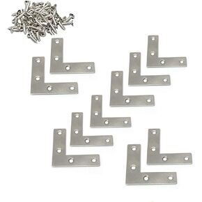 Flat Corner Braces, 10PCS Corner Brackets, L Type Flat Zinc Plated Steel Corner Braces, Stainless Steel Corner Brace with Screws in Saudi Arabia