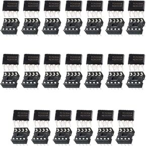 DKARDU 20 قطعة NE5532P NE5532 مضخم تشغيلي مزدوج منخفض الضوضاء DIP-8 IC شريحة دقيقة 38 مللي أمبير + 20 قطعة DIP-8 IC مقبس، لتجربة الإلكترونيات DIY in Kuwait