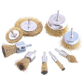 Keadic 9 Pieces Brass Wire Brushes Cup Wheels Brush Set with 1/4 Inch Shank, Polishing Attachment Die Grinder Rotary Tools Accessories for Cleaning Rust Corrosion in Saudi Arabia