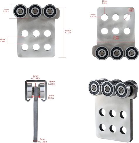 8 Wheel Trolley Assembly,for 1-5/8" Wide and All 1-5/8" or Taller Strut Channel,Load 1200 Pounds,Stainless Steel in Saudi Arabia