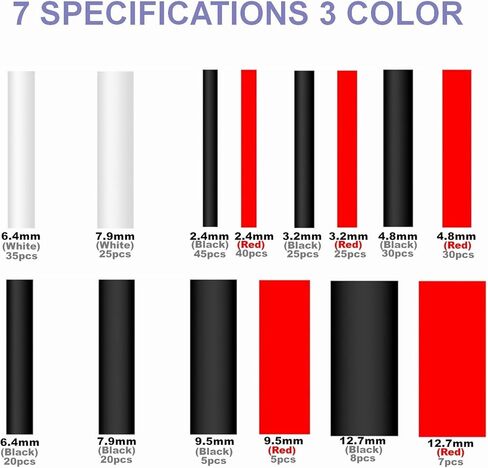 TUOFENG 320 قطعة 3: 1 أنابيب الانكماش، لاصق أنابيب الانكماش الحراري (7 مقاسات 3 ألوان) غلاف انكماش للأسلاك، حامي الأسلاك، تركيبات ستيريو السيارات والسيارات in Kuwait