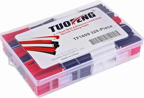 TUOFENG 320 قطعة 3: 1 أنابيب الانكماش، لاصق أنابيب الانكماش الحراري (7 مقاسات 3 ألوان) غلاف انكماش للأسلاك، حامي الأسلاك، تركيبات ستيريو السيارات والسيارات in Kuwait
