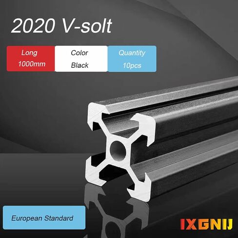 2020 V فتحة الألومنيوم لأجزاء الطابعة ثلاثية الأبعاد و CNC DIY أسود 1000mmX10 in Kuwait