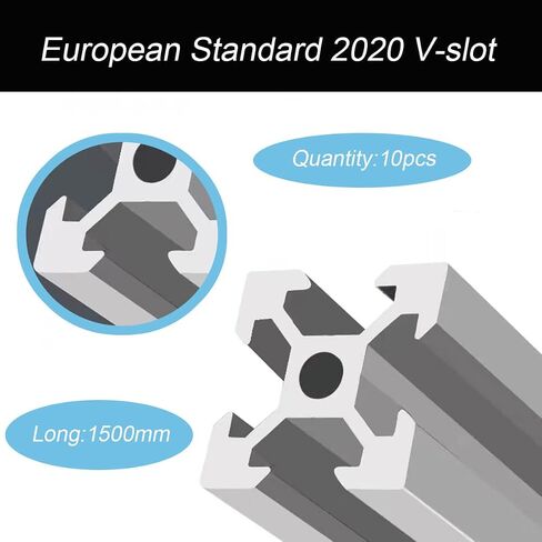 2020 V فتحة الألومنيوم لأجزاء الطابعة ثلاثية الأبعاد و CNC DIY أسود 1000mmX10 in Kuwait