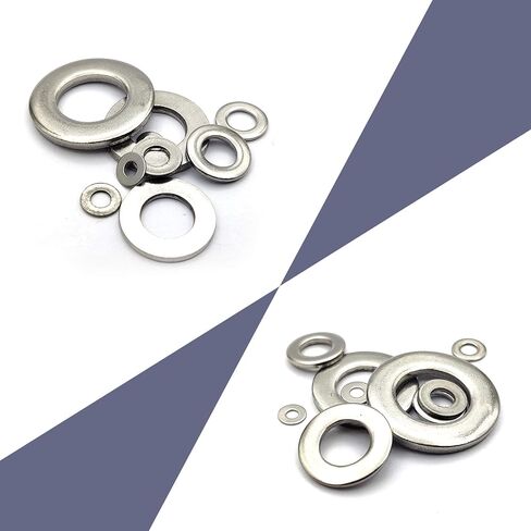 مجموعة غسالات مسطحة من الفولاذ المقاوم للصدأ 684 قطعة، غسالات للبراغي، مجموعة متنوعة من أدوات غسالات الحاجز المعدني، لتزيين المنزل، إصلاح المصانع، المطابخ M2/M2.5/M3/M4/M5/M6/M8/M10/M12 in Kuwait