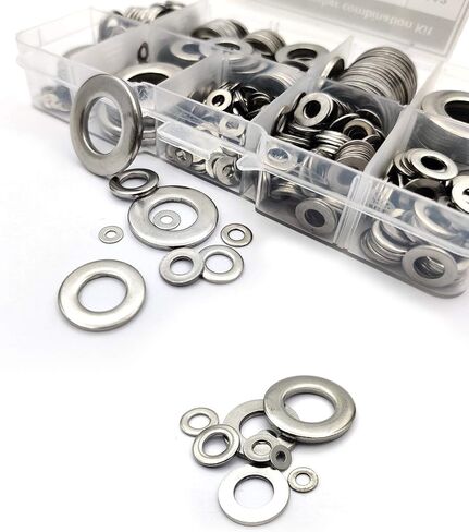 مجموعة غسالات مسطحة من الفولاذ المقاوم للصدأ 684 قطعة، غسالات للبراغي، مجموعة متنوعة من أدوات غسالات الحاجز المعدني، لتزيين المنزل، إصلاح المصانع، المطابخ M2/M2.5/M3/M4/M5/M6/M8/M10/M12 in Kuwait