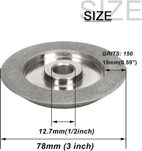 3 inch Electroplated Diamond Grinding Wheel Cup Shaped, 1/2in Bore 150 Grit 45 Degree, Bowl Grinding Wheel Cutter Grinder Sharpening Tool for Hard Alloy Tungsten Steel Glass Ceramics 1PC 78x12.7x15mm in Saudi Arabia