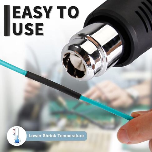 Heat Shrink Tubing Kit 360 PCS, 3:1 Ratio Dual Wall Heat Shrink Wrap, Adhesive Lined Marine Grade, TAPEHOME Industrial Heat-Shrink Tubing, Waterproof Electrical Shrink Tubes, Black, 7 Sizes in Kuwait