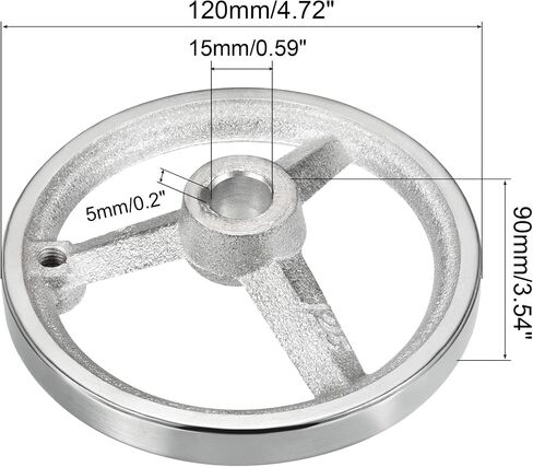 PATIKIL 80mm/3.15 Inch Diameter Rotary Handwheel, 1 Pack Cast Iron Chrome Plated with Handle for Many Types of Milling Machines and Lathes, Silver Tone in Kuwait