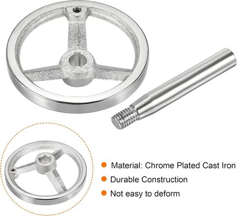 PATIKIL 80mm/3.15 Inch Diameter Rotary Handwheel, 1 Pack Cast Iron Chrome Plated with Handle for Many Types of Milling Machines and Lathes, Silver Tone in Kuwait