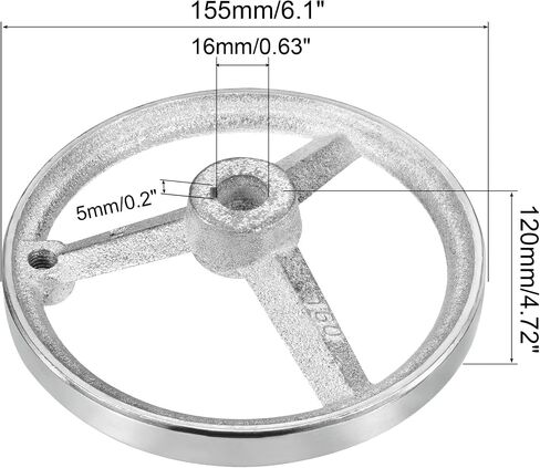 PATIKIL 80mm/3.15 Inch Diameter Rotary Handwheel, 1 Pack Cast Iron Chrome Plated with Handle for Many Types of Milling Machines and Lathes, Silver Tone in Kuwait