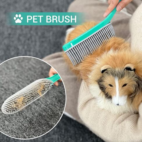Rubber Broom for Pet Hair Carpet Rake with Squeegee, Portable Detailing Lint Remover Brush, Rubber Broom for Carpet, Hardwood Floor in Saudi Arabia