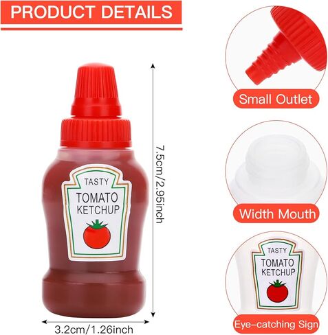 OTOSTAR 4 قطع زجاجات كاتشب صغيرة قابلة لإعادة الملء، صلصة سلطة كاتشب الطماطم، زجاجة بلاستيكية محمولة، حاويات ضغط للأطفال والكبار، صندوق بينتو، برطمانات بهارات قابلة للعصر لنزهة المكتب in Kuwait