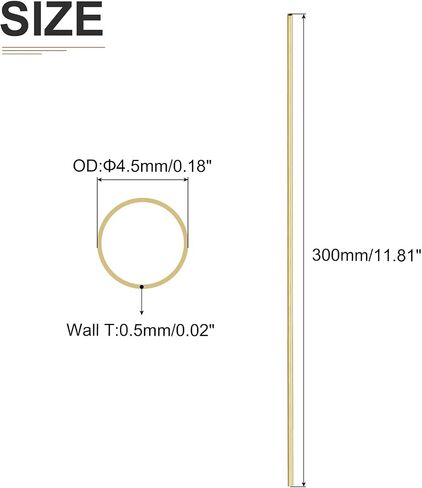 أنبوب نحاسي DTGN 4.5 مم × 0.5 مم × 300 مم (ODxWall TxL) - 3 عبوات - جيد لإطار ديكور DIY لمعدات الآلات - أنابيب معدنية مستديرة in Kuwait