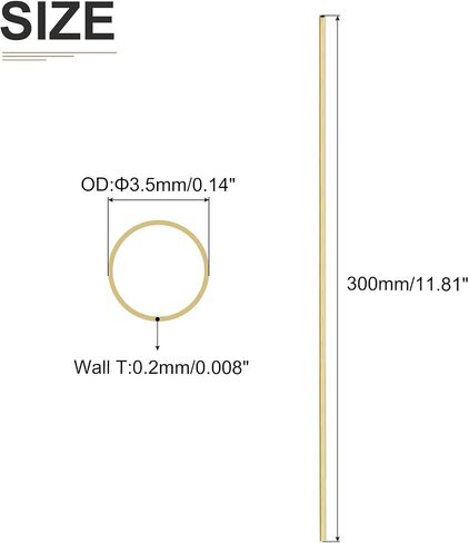 أنبوب نحاسي DTGN 4.5 مم × 0.5 مم × 300 مم (ODxWall TxL) - 3 عبوات - جيد لإطار ديكور DIY لمعدات الآلات - أنابيب معدنية مستديرة in Kuwait