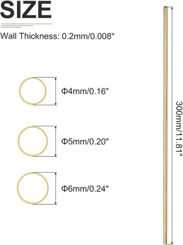 أنبوب نحاسي DTGN 4 مم 5 مم 6 مم × 0.5 مم × 300 مم (ODxWall TxL) - مجموعتان - جيد لمعدات الآلات - أنابيب معدنية in Saudi Arabia