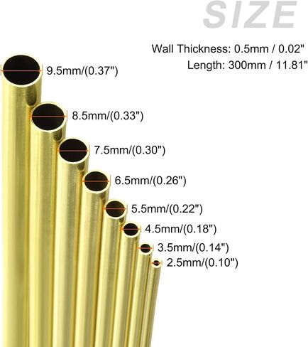 أنبوب نحاسي من METALLIXITY (2.5 مم - 9.5 مم OD × 0.5 مم جدار T × 300 مم طول) حزمة من 8، أنابيب مستقيمة - للتأثيث المنزلي، والآلات، والحرف اليدوية اليدوية in Saudi Arabia