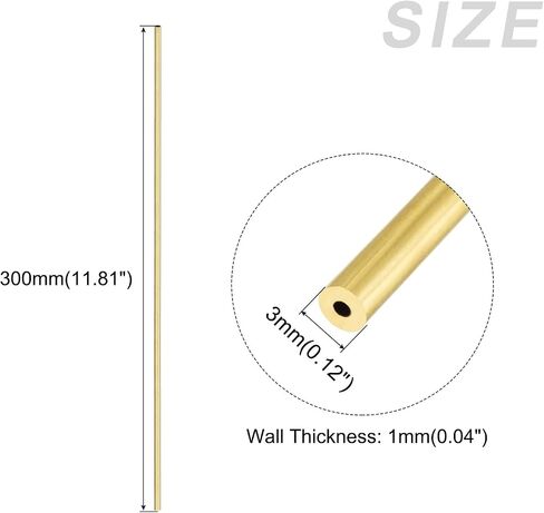 METALLIXITY Brass Tube (3mm OD x 1mm Wall T x 300mm L) 2Pcs, Straight Tubing - for Home Furnishing, Machinery, DIY Handicraft in Saudi Arabia