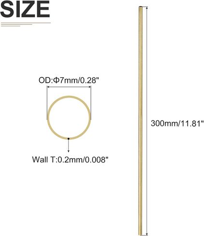 أنبوب نحاسي DTGN 7 مم × 0.2 مم × 300 مم (ODxWall TxL) - 10 عبوات - جيد لإطار ديكور DIY لمعدات الآلات - أنابيب معدنية مستديرة in Saudi Arabia