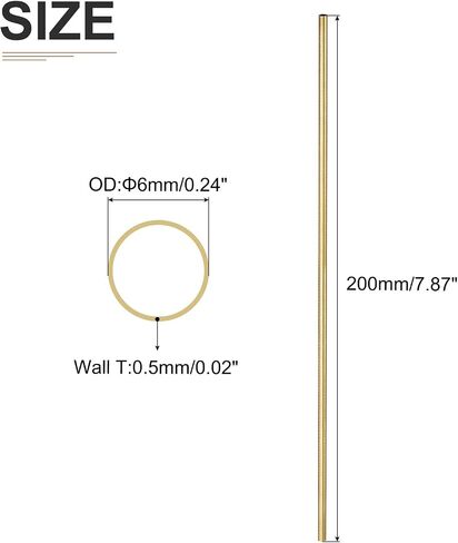 أنبوب نحاسي DTGN 5.5 مم × 0.2 مم × 300 مم (ODxWall TxL) - عبوتان - جيد لإطار ديكور DIY لمعدات الآلات - أنابيب معدنية مستديرة in Saudi Arabia