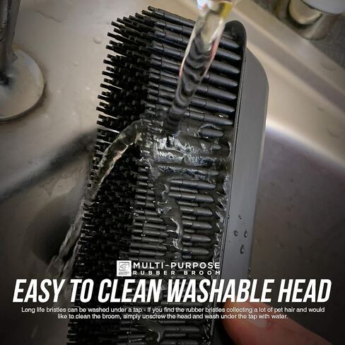 مكنسة مطاطية لازالة شعر الحيوانات الاليفة، فرشاة ارضية للفرو، مكنسة لازالة شعر الكلاب والفراء والغبار والاوساخ لتنظيف جميع الاسطح، مكنسة سيليكون مع ممسحة مدمجة لمسح الانسكابات in Kuwait