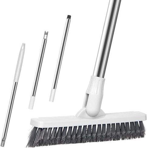 Affogato Floor Scrub Brush Bathroom Long Handle Bathtub Push Broom Shower Tile Grout Scrubber Rotatable Indoor Kitchen Scrubbing Cleaning Brush for Hard to Reach Areas - Light Blue in Saudi Arabia