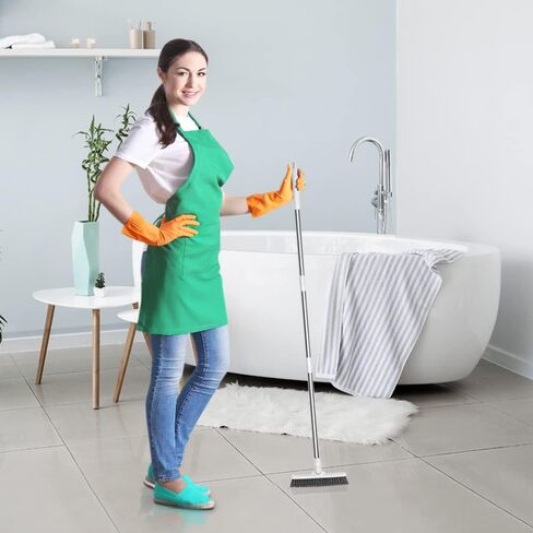 Affogato Floor Scrub Brush Bathroom Long Handle Bathtub Push Broom Shower Tile Grout Scrubber Rotatable Indoor Kitchen Scrubbing Cleaning Brush for Hard to Reach Areas - Light Blue in Saudi Arabia