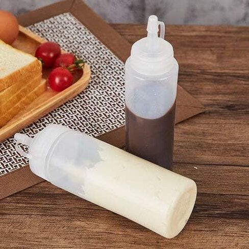 Bekith 12 pack 12 Oz Plastic Squeeze Condiment Bottles with Twist On Cap Lids and Discrete Measurements, Wide Mouth Empty Squirt Bottle For Sauce, Ketchup, BBQ, Dressing, Paint, Pancake Art Dispenser in Saudi Arabia