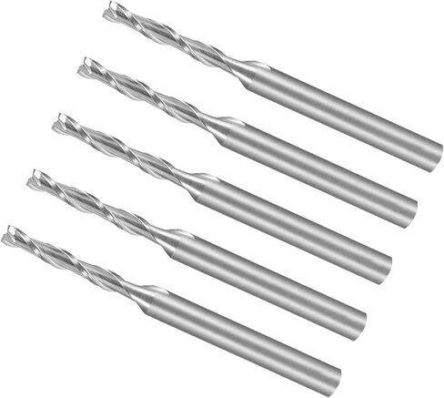 مطاحن نهاية حلزونية CoCud، ساق 1/8 بوصة 2 مم × 12 مم من الكربيد الصلب 2-فلوت CNC قطع طحن - (التطبيقات: للخشب الرقائقي والبلاستيك الصلب)، 5 قطع in Kuwait