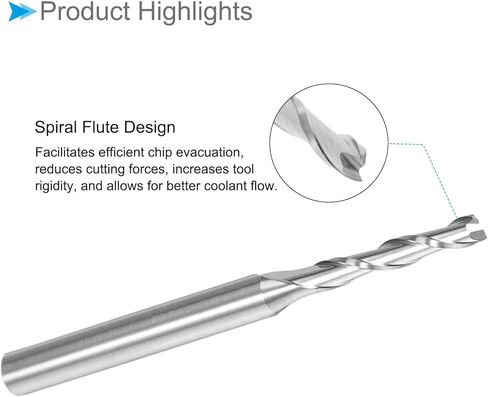 مطاحن نهاية حلزونية CoCud، ساق 1/8 بوصة 2 مم × 12 مم من الكربيد الصلب 2-فلوت CNC قطع طحن - (التطبيقات: للخشب الرقائقي والبلاستيك الصلب)، 5 قطع in Kuwait