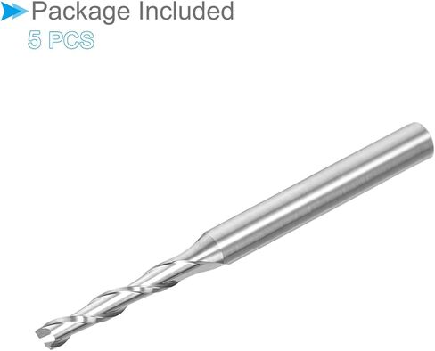 مطاحن نهاية حلزونية CoCud، ساق 1/8 بوصة 2 مم × 12 مم من الكربيد الصلب 2-فلوت CNC قطع طحن - (التطبيقات: للخشب الرقائقي والبلاستيك الصلب)، 5 قطع in Kuwait