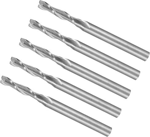 CoCud Spiral End Mills, 1/8" Shank 2.5mm x 12mm Solid Carbide 2-Flute CNC Router Bits Milling Cutters - (Applications: for Plywood Hardwood Plastic), 5-Pieces in Kuwait