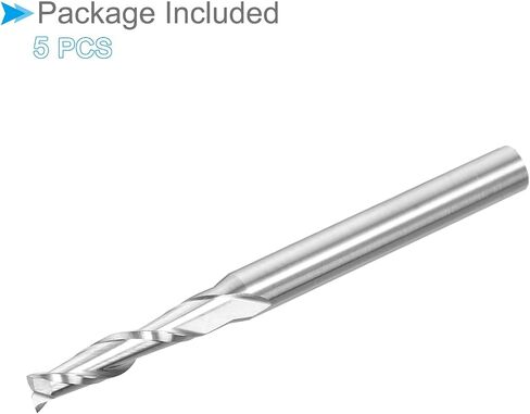 CoCud Spiral End Mills, 1/8" Shank 2.5mm x 12mm Solid Carbide 2-Flute CNC Router Bits Milling Cutters - (Applications: for Plywood Hardwood Plastic), 5-Pieces in Kuwait