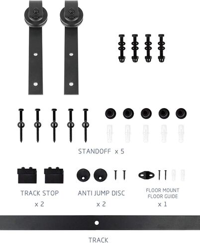 S&Z TOPHAND® 28in x 84in Unfinished British Brace Knotty Barn Door with 5FT Sliding Door Hardware Kit/Solid Wood/Sliding Door/Double Surfaces/A Simple Assembly is Required in Saudi Arabia