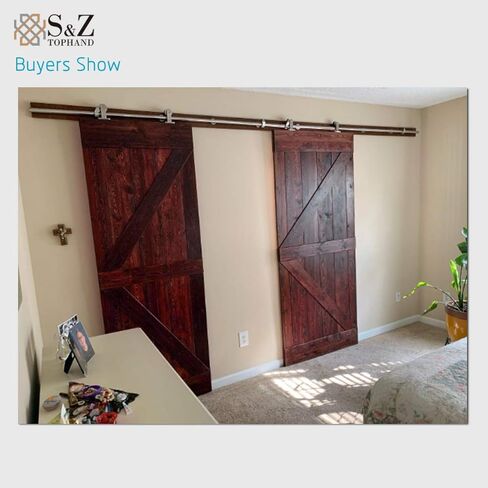 S&Z TOPHAND 36 بوصة × 84 بوصة. باب الحظيرة ذو الدعامة البريطانية غير المكتملة مع مجموعة أدوات الباب المنزلق 6.6 قدم / الخشب الصلب / الباب المنزلق / الأسطح المزدوجة / مطلوب تجميع بسيط (36، باب + شكل J) in Kuwait
