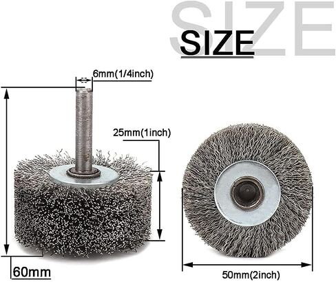 SI FANG 2 Inch Wire Wheel Brush for Drill Attachments, Heavy Duty 1" Face Width Thickened 0.0118'' Coarse Steel Wire, 1/4in Shank Scratch Bushes for Removal Paint Rust Corrosion & Stripping, 20000RPM in Saudi Arabia