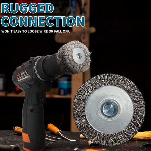 SI FANG 2 Inch Wire Wheel Brush for Drill Attachments, Heavy Duty 1" Face Width Thickened 0.0118'' Coarse Steel Wire, 1/4in Shank Scratch Bushes for Removal Paint Rust Corrosion & Stripping, 20000RPM in Saudi Arabia
