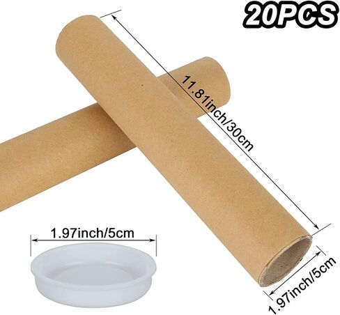 ACXFOND 20PCS Long Cardboard Poster Tubes, 12 x 2 inch Shipping Tubes, Mailing Tubes, Recyclable PaperTube for Transporting, Storage in Kuwait