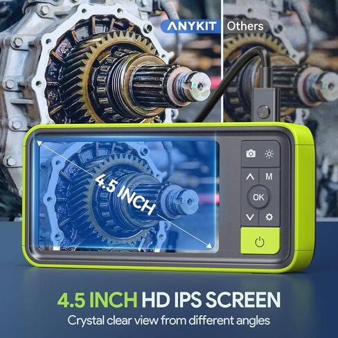 منظار داخلي صناعي ثلاثي العدسات، كاميرا فحص بوريسكوب Anykit 1080P مع عدسة مقاومة للماء IP67 مقاس 7.9 مم، كاميرا صرف صحي شاشة LCD 4.5 بوصة، 6+2 مصابيح LED، كابل شبه صلب بطول 16.5 قدم، بطاقة 32 جيجابايت in Kuwait