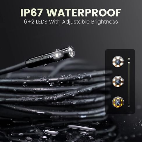 منظار داخلي صناعي ثلاثي العدسات، كاميرا فحص بوريسكوب Anykit 1080P مع عدسة مقاومة للماء IP67 مقاس 7.9 مم، كاميرا صرف صحي شاشة LCD 4.5 بوصة، 6+2 مصابيح LED، كابل شبه صلب بطول 16.5 قدم، بطاقة 32 جيجابايت in Kuwait