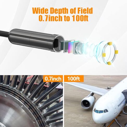 منظار تركيز تلقائي 5 ميجابكسل، منظار بوريسكوب USB تيسلونج الجيل الثالث مع كاميرا فحص 5.0 ميجابيكسل، كيبل شبه صلب مقاوم للماء بطول 16.4 قدم ومسبار اضواء LED قابل للتعديل لجوالات اندرويد وويندوز وماك in Kuwait