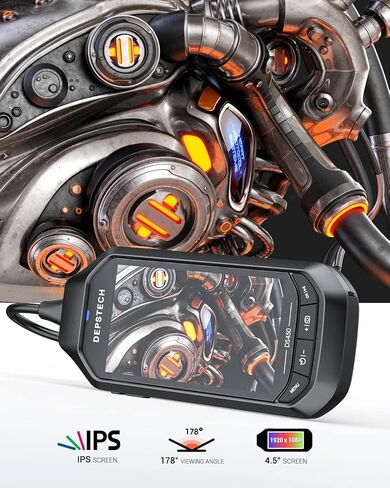 DEPSTECH شاشة IPS مقاس 4.5 بوصة مع بطارية 3500 مللي أمبير في الساعة، وكاميرا منظار بعدسة مزدوجة بدقة 1080 بكسل عالية الدقة مع أضواء، وكاميرا فحص مع شاشة مقسمة، وكاميرا مجاري مسبار 7.9 ملم، وكابل بطول 16.5 قدمًا، وأدوات للرجال in Kuwait