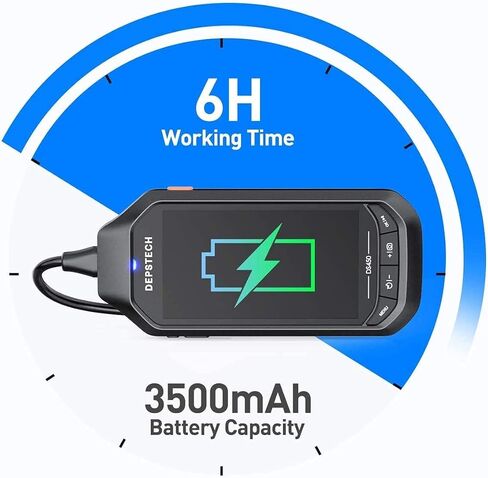 DEPSTECH شاشة IPS مقاس 4.5 بوصة مع بطارية 3500 مللي أمبير في الساعة، وكاميرا منظار بعدسة مزدوجة بدقة 1080 بكسل عالية الدقة مع أضواء، وكاميرا فحص مع شاشة مقسمة، وكاميرا مجاري مسبار 7.9 ملم، وكابل بطول 16.5 قدمًا، وأدوات للرجال in Kuwait