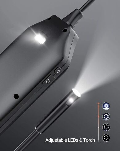 DEPSTECH شاشة IPS مقاس 4.5 بوصة مع بطارية 3500 مللي أمبير في الساعة، وكاميرا منظار بعدسة مزدوجة بدقة 1080 بكسل عالية الدقة مع أضواء، وكاميرا فحص مع شاشة مقسمة، وكاميرا مجاري مسبار 7.9 ملم، وكابل بطول 16.5 قدمًا، وأدوات للرجال in Kuwait