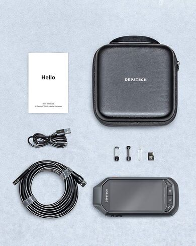 DEPSTECH شاشة IPS مقاس 4.5 بوصة مع بطارية 3500 مللي أمبير في الساعة، وكاميرا منظار بعدسة مزدوجة بدقة 1080 بكسل عالية الدقة مع أضواء، وكاميرا فحص مع شاشة مقسمة، وكاميرا مجاري مسبار 7.9 ملم، وكابل بطول 16.5 قدمًا، وأدوات للرجال in Kuwait