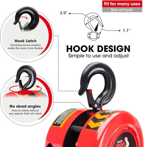 BIG RED ATR9020R Manual Hand Lift Steel Chain Block Hoist with 2 Hooks, 2 Ton (4,000 lb) Capacity, Red in Saudi Arabia
