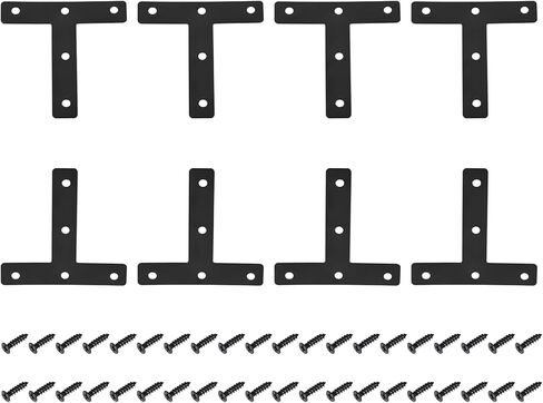 DTGN 3.15"x3.15"(HxW) T Brackets - 10Pack - Good for Furniture Mending Repair - Durable Iron Fixing Brace Plates W/Screws - Black in Kuwait
